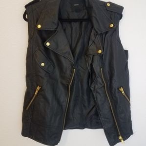 Faux Black Oversize Leather Vest